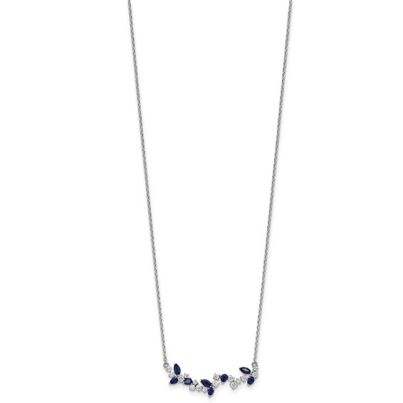 14kw 3/8ct Lab Grown Dia VS/SI+ G+ & Cr Sapphire Comp 18in Bar Necklace - Image 2