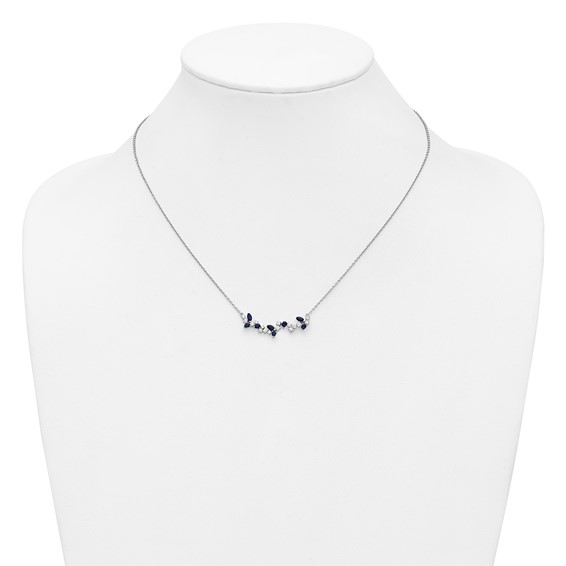 14kw 3/8ct Lab Grown Dia VS/SI+ G+ & Cr Sapphire Comp 18in Bar Necklace - Image 3