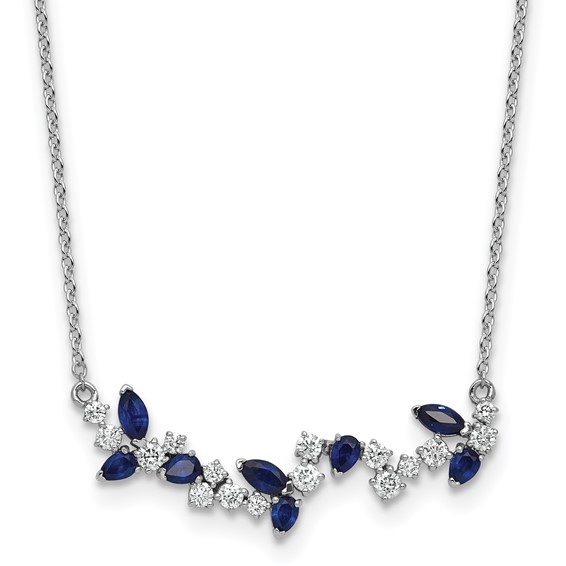 14kw 3/8ct Lab Grown Dia VS/SI+ G+ & Cr Sapphire Comp 18in Bar Necklace