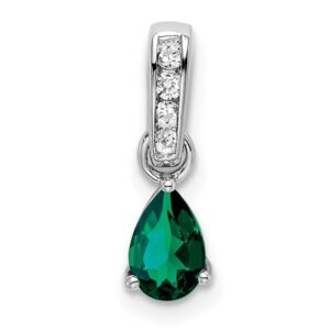14kw 1/20ct Lab Grown Diamond VS/SI+ G+ &Cr Emerald Comp Pendant