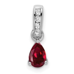 14kw 1/20ct Lab Grown Diamond VS/SI+ G+ &Cr Ruby Comp Pendant