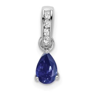 14kw 1/20ct Lab Grown Diamond VS/SI+ G+ &Cr Blue Sapphire Comp Pendant