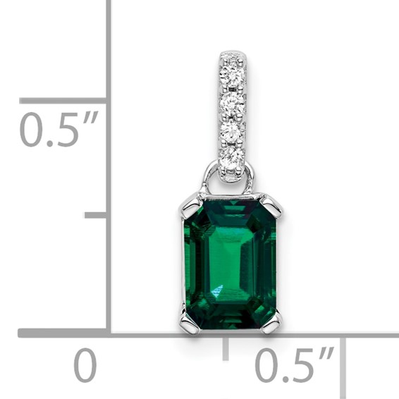14k White Gold 1/20 ct Lab Grown Diamond VS/SI+ G+ & Cr Emerald Pendant - Image 2