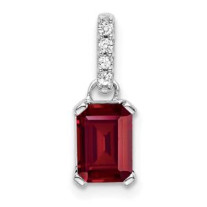 14k White Gold 1/20 ct Lab Grown Diamond VS/SI+ G+ & Cr Ruby Pendant