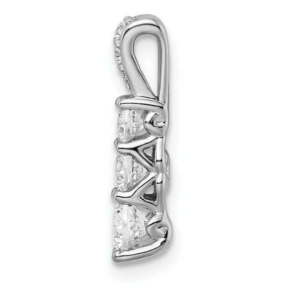 14k White Gold 1/2 ct Lab Grown Diamond VS/SI+ G+ 3 Stone Chain Slide - Image 2