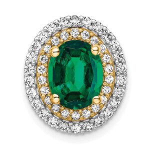 14k Two-tone 1/5 ct Lab Grown Diamond VS/SI+ G+ & Cr Emerald Chain Slide