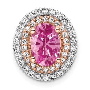 14k Two-tone 1/5 ct Lab Grown Dia VS/SI+ G+ & Cr Pink Sapphire Chain Slide