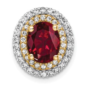 14k Two-tone 1/5 ct Lab Grown Dia VS/SI+ G+ & Cr Ruby Chain Slide Pendant