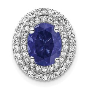 14kw 1/5ct Lab Grown Diamond VS/SI+ G+ & Cr Blue Sapphire Chain Slide