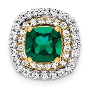 14k Two-tone 1/2 ct Lab Grown Dia VS/SI+ G+ & Cr Emerald Chain Slide