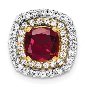 14k Two-tone 1/2 ct Lab Grown Dia VS/SI+ G+ & Cr Ruby Chain Slide