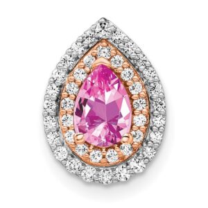 14k Two-tone 1/2 ct Lab Grown Dia VS/SI+ G+ & Cr Pink Sapphire Chain Slide