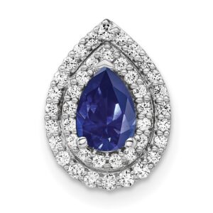 14kw 1/2ct Lab Grown Diamond VS/SI+ G+ & Cr Blue Sapphire Chain Slide
