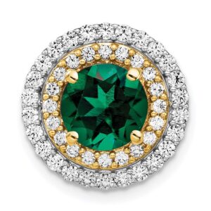 14k Two Tone 5/8 ct Lab Grown Diamond VS/SI+ G+ & Cr Emerald Chain Slide