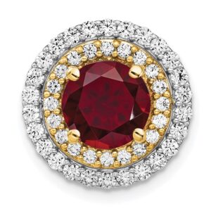 14k Two Tone 5/8 ct Lab Grown Diamond VS/SI+ G+ & Cr Ruby Chain Slide