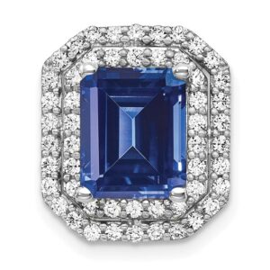14kw 5/8ct Lab Grown Dia VS/SI+ G+ &Cr Blue Sapphire Comp Chain Slide