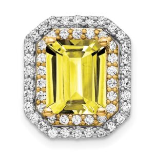14ktt 5/8ct Lab Grown Dia VS/SI+ G+ &Cr Yellow Sapphire Comp Chain Slide