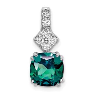 14kw 1/5ct Lab Grown Diamond VS/SI+ G+ &Cr Alexandrite Comp Pendant