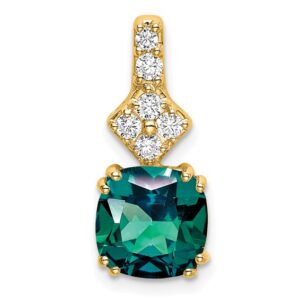 14k 1/5ct Lab Grown Diamond VS/SI+ G+ &Cr Alexandrite Comp Pendant