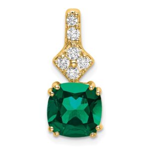 14k 1/5ct Lab Grown Diamond VS/SI+ G+ &Cr Emerald Comp Pendant