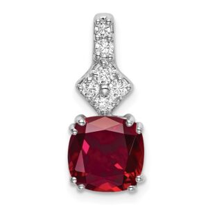 14kw 1/5ct Lab Grown Diamond VS/SI+ G+ &Cr Ruby Comp Pendant