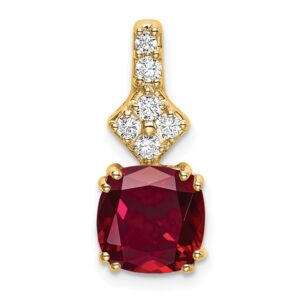 14k 1/5ct Lab Grown Diamond VS/SI+ G+ &Cr Ruby Comp Pendant