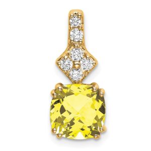 14k 1/5ct Lab Grown Diamond VS/SI+ G+ &Cr Yellow Sapphire Comp Pendant