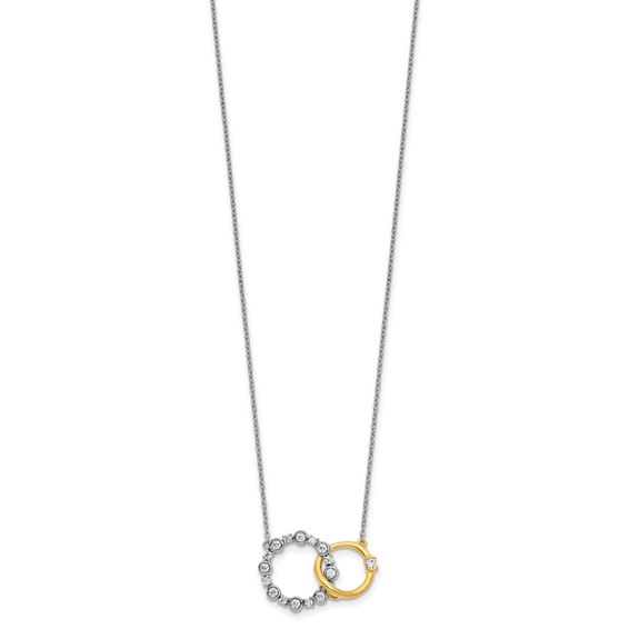 14k Two-tone 3/8ct Lab Grown Dia VS/SI+ G+ Circle Interlock 18in Necklace - Image 2