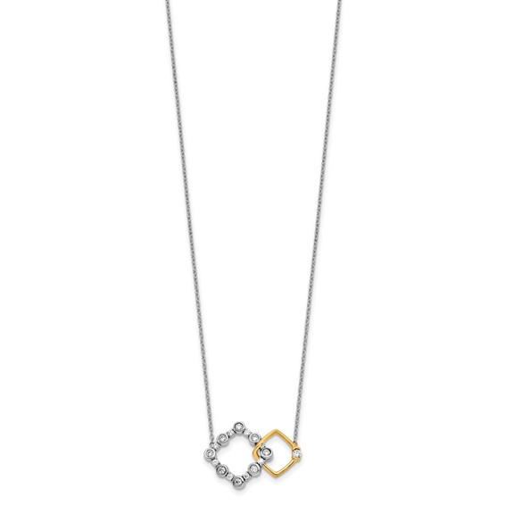 14k Two-tone 3/8ct Lab Grown Dia VS/SI+ G+ Square Interlock 18in Necklace - Image 2