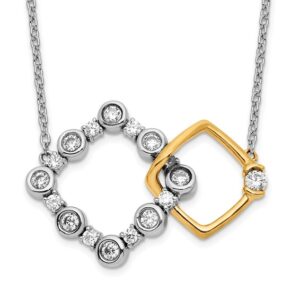 14k Two-tone 3/8ct Lab Grown Dia VS/SI+ G+ Square Interlock 18in Necklace