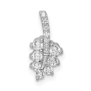 14k White Gold 1/4 ct Lab Grown Dia VS/SI+ G+ Comp Leaf Chain Slide Pendant