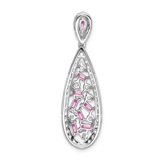 14kw 7/8 ct Lab Grown Diamond VS/SI+ G+ & Lab Cr Pink Sapphire Pendant - Image 3