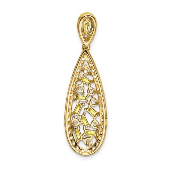 14kw 7/8ct Lab Grown Diamond VS/SI+ G+ &Cr Yellow Sapp Comp Chain Slide - Image 3