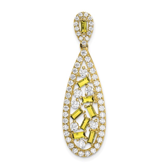 14kw 7/8ct Lab Grown Diamond VS/SI+ G+ &Cr Yellow Sapp Comp Chain Slide