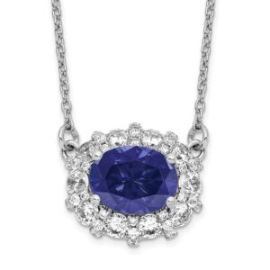 14kw 1ct Lab Grown Diamond VS/SI+ G+ & Cr Sapphire Comp 18in Necklace
