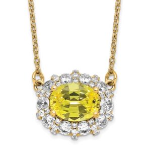 14kw 1ct Lab Grown Dia VS/SI+ G+ & Cr Yellow Sapphire Comp 18in Necklace
