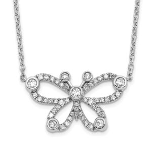 14kw 1/4ct Lab Grown Diamond VS/SI+ G+ Comp 18in Butterfly Necklace
