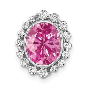 14kw 1/2ct Lab Grown Diamond VS/SI & Cr Pink Sapphire Chain Slide