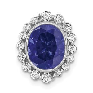 14kw 1/2ct Lab Grown Diamond VS/SI & Cr Blue Sapphire Chain Slide