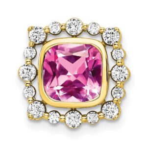 14k 1/2 ct Lab Grown Diamond VS/SI+ G+ & Cr Pink Sapphire Chain Slide
