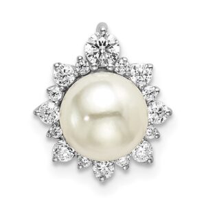 14k White Gold 1/3 ct Lab Grown Diamond VS/SI+ G+ & FWC Pearl Chain Slide