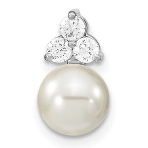 14K White Gold 1/5 ct Lab Grown Diamond VS/SI+ G+ & FWC Pearl Chain Slide