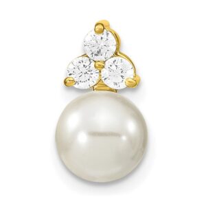 14K 1/5 ct Lab Grown Diamond VS/SI+ G+ & FWC Pearl Chain Slide Pendant