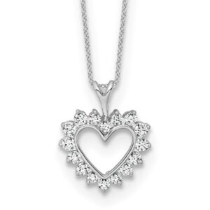 14kw 1/2ct Lab Grown Diamond VS/SI+ G+ Comp 18in Heart Pendant Necklace