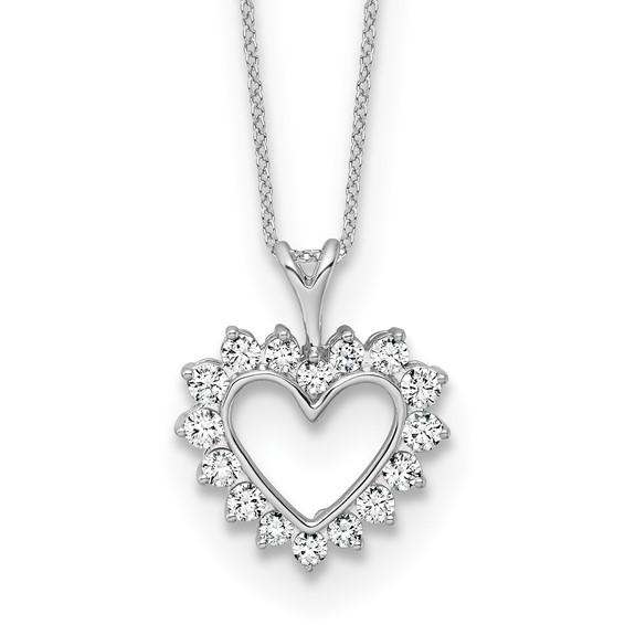 14kw 1/2ct Lab Grown Diamond VS/SI+ G+ Comp 18in Heart Pendant Necklace
