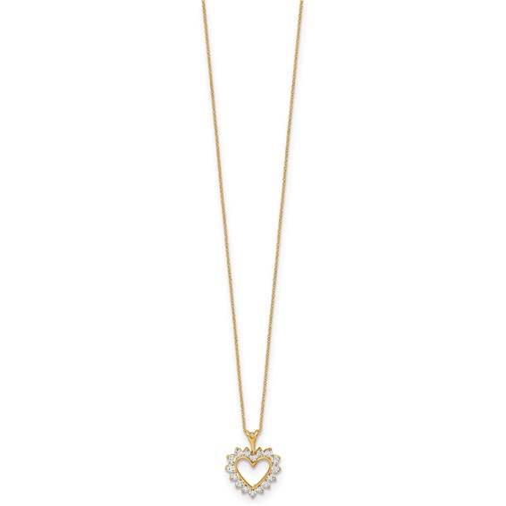 14k 1/2ct Lab Grown Diamond VS/SI+ G+ Comp 18in Heart Pendant Necklace - Image 2