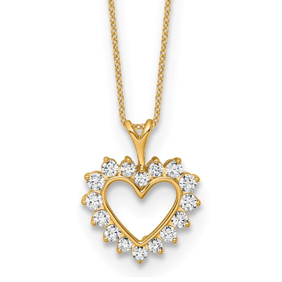 14k 1/2ct Lab Grown Diamond VS/SI+ G+ Comp 18in Heart Pendant Necklace