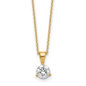 14k 7/8 ct Lab Grown Diamond VS/SI+ G+ 18 in Comp Solitaire Pendant Necklac