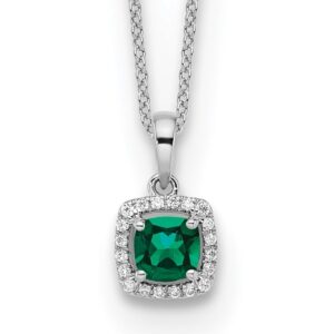 10kw 1/10ct Lab Grown Dia VS/SI+ G+ & Cr Emerald Comp 18in Necklace