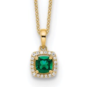 10k 1/10ct Lab Grown Dia VS/SI+ G+ & Cr Emerald Comp 18in Necklace